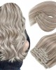 7pcs Ash Blonde Clip in Hair Extensions Add Hair Volume