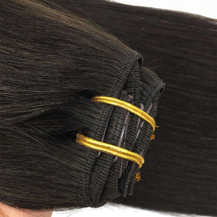 Human Hair Extensions Clip In Dark Brown Remy Straight Thick 120g Real Natural Hair Extensions 18 Inch