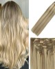 Clip in Hair Extensions Human Hair Balayage Mixed Bleach Blonde Highlights Extensions