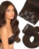 Clip in Human Hair Double Weft Dark Brown Clip on Hair Extensions Straight