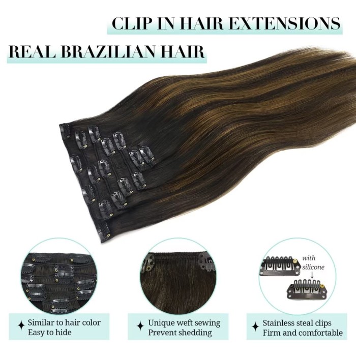 Chestnut Brown Clip in Hair Extensions Human Hair Extensions