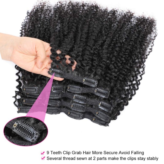 Kinky Curly Clip In Hair Extensions for Black Women
