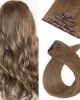 Light Brown 16 inch 60g 5pcs Clip in Remy Human Hair Extension Natural&Soft Straight Hair for Women