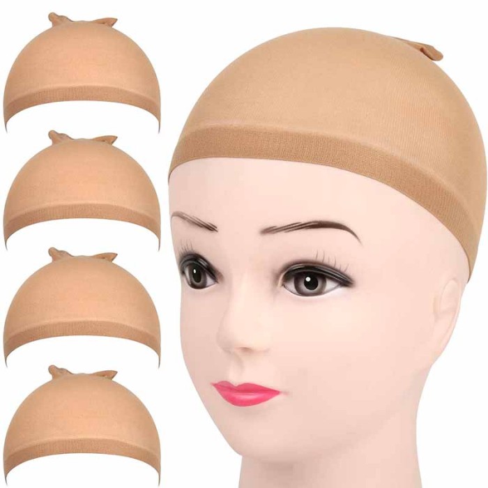 2 Pieces Light Brown Stretchy Nylon Stocking Wig Caps for Women