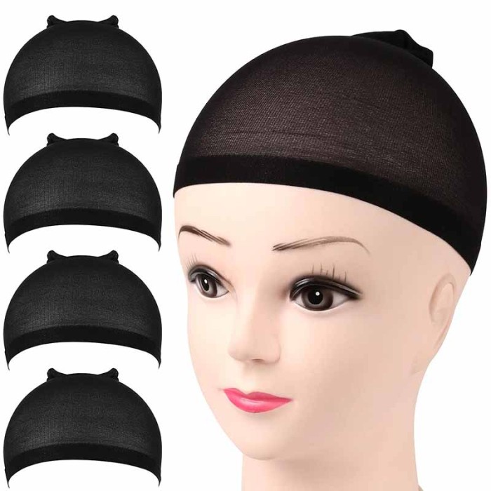 2 Pieces Black Stretchy Nylon Stocking Wig Caps for Women