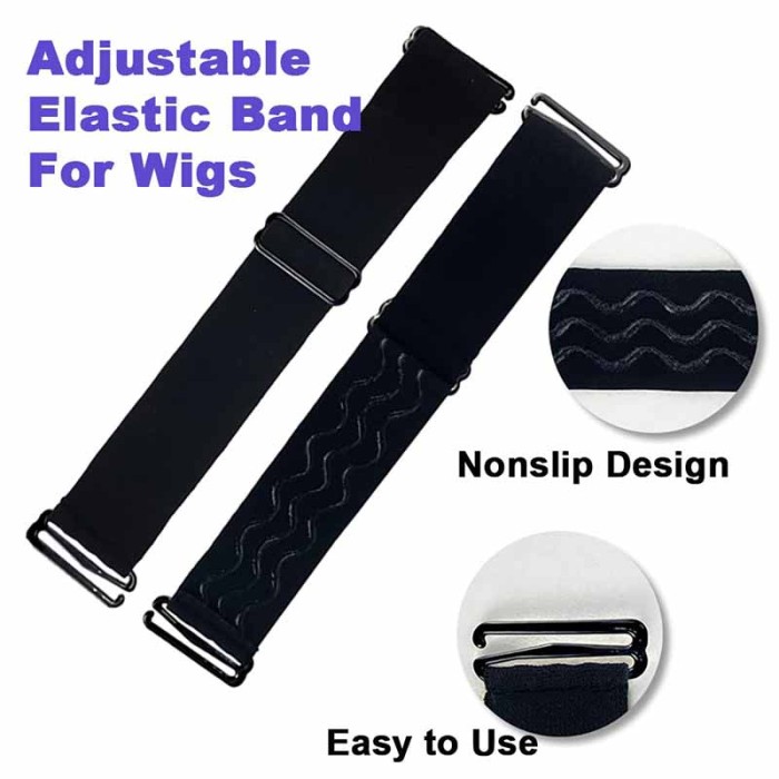 2 PCS Adjustable Nonslip Elastic Band for Wigs Removable