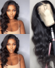 Classy Natural Black Body Wave 13x4 Frontal Lace Side Part Long Wig 100% Human Hair