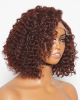 Reddish Brown Water Wave 4x4 Closure Lace Glueless C Part Short Wig 100% Human Hair  Summer Trendy
