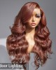 Limited Design  Reddish Brown Loose Body Wave 13x4 Frontal Lace C Part Long Wig 100% Human Hair