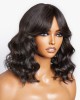 Mature Lady Short Loose Wave Minimalist Lace Wig With Bangs 100% Human Hair
