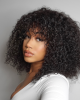 Bouncy Shaggy Curly Minimalist HD Lace Long Wig With Bangs 100% Human Hair
