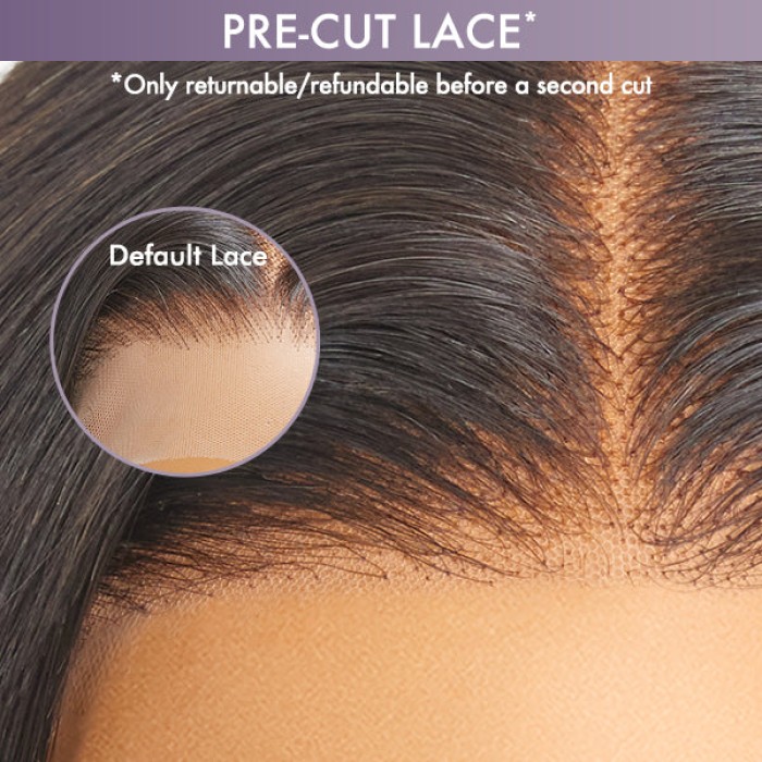 Loose Wave 5x5 Closure Lace Glueless Long Wig With Cute Bangs 100% Human Hair  Face-Framing