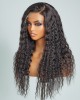Boho-Chic  Natural Black Flowy Bohemian Curly 13x4 Frontal Lace C Part Long Wig 100% Human Hair