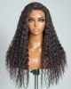 Boho-Chic  Natural Black Flowy Bohemian Curly 13x4 Frontal Lace C Part Long Wig 100% Human Hair