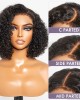4C Edges  Kinky Edges Deep Wave 5x5 Closure Lace Glueless C Part Short Wig 100% Human Hair