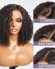 Realistic Afro Curly 5x5 Closure Lace Glueless C Part Short Wig 100% Human Hair