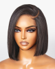 Asymmetric Bob Minimalist HD Lace Glueless C Part Short Wig 100% Human Hair