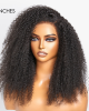 4C Edges  Realistic Kinky Edges Afro Curly 13x4 Frontal HD Lace Free Part Long Wig 100% Human Hair