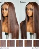 Brown With Blonde Highlight Silky Straight Glueless 5x5 Closure Lace Wig 100% Human Hair