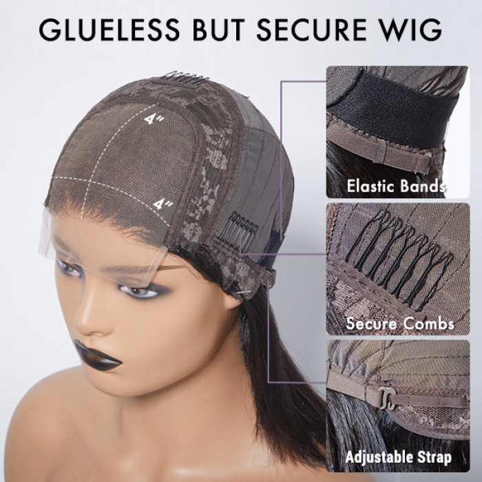 Glueless 4x4 Closure Undetectable HD Lace Bob Wig 100% Human Hair  Pre-bleached Knots