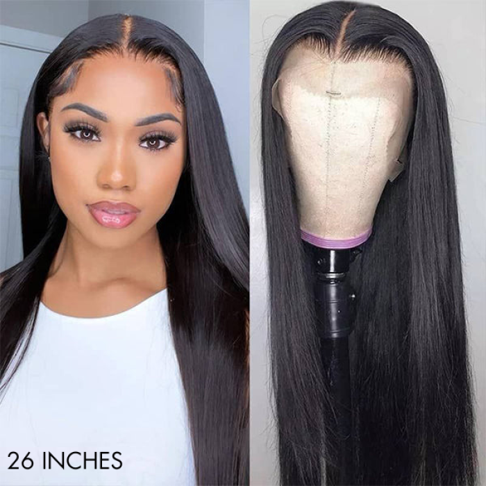 Pre-plucked 180% Density 13x4 Frontal Lace Long Wig 100% Human Hair