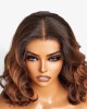 Elegant Brown Ombre Loose Wave Minimalist HD Lace Glueless Short Wig 100% Human Hair