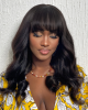 Loose Wave 5x5 Closure Lace Glueless Long Wig With Cute Bangs 100% Human Hair  Face-Framing (Free Pre-cut Lace Specially)
