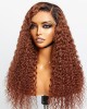 Reddish Brown Ombre Water Wave Glueless 5×5 Closure Lace Wig Pre-bleached