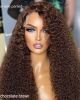 Chocolate Brown Long Curly Glueless 5x5 Closure Long Wig 100% Human Hair