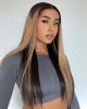 Blonde Highlights Straight Undetectable Transparent 13x4 Lace Frontal Wig