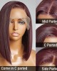 Reddish Purple Glueless Blunt Cut Bob 5x5 Closure Wig 100% Human Hair  Easy Install & Effortless