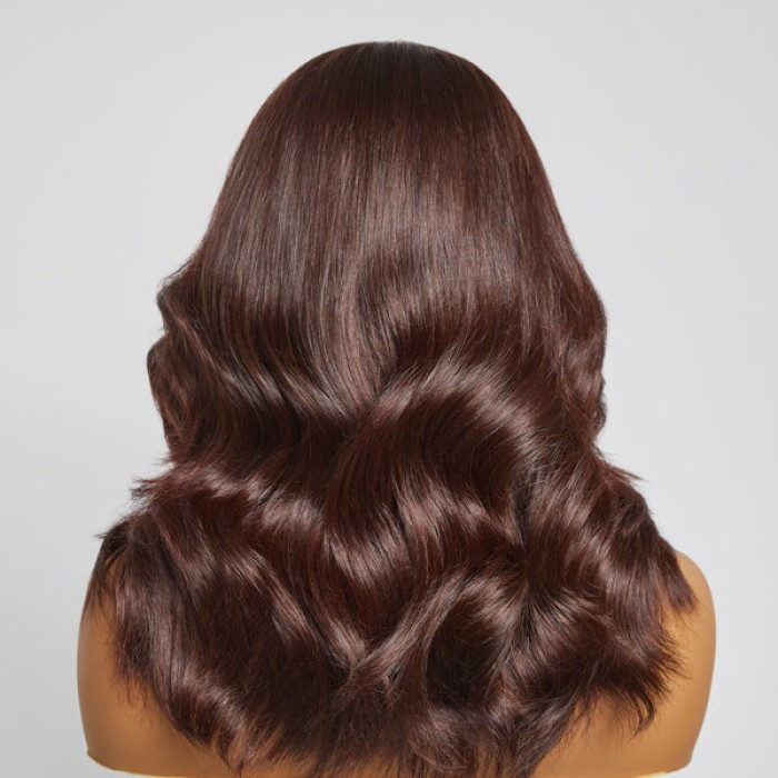 Limited Design  Layered Chocolate Brown Loose Body Wave With Bangs 4x4 Closure Lace Short Wig 100% Human Hair