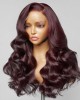 Classic Dark Plum Body Wave Glueless 5x5 Closure Undetectable HD Lace Long Wig 100% Human Hair