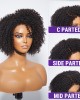 4C Edges  Kinky Edges Jerry Curly 5x5 Closure Lace Glueless Side Part Short Wig 100% Human Hair