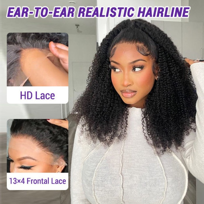Afro Curly Free Parting Undetectable Invisible 13x4 Lace Frontal Wig  Real HD Lace