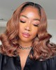 Ombre Brown Loose Wave 4x4 Closure Lace Glueless Mid Part Long Wig 100% Human Hair