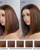 Glueless Chestnut Brown Highlights Straight 4x4 Closure Bob Wig 100% Human Hair
