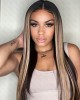 Blonde Highlights Straight Undetectable Transparent 13x4 Lace Frontal Wig