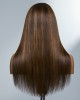 Limited Design  Brown Blonde Mix Silky Straight 5x5 Closure HD Lace Glueless Long Wig 100% Human Hair