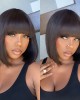 Upgraded Silky Straight Glueless Minimalist Lace Bob Wig With Bangs 100% Human Hair