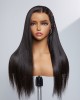 Limited Design  Natural Black Left Side Braids Straight 13x4 Frontal HD Lace Long Wig 100% Human Hair