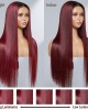 Limited Design  Patricia Burgundy Reddish Silky Straight 5x5 Closure HD Lace Glueless Long Wig 100% Human Hair