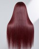Limited Design  Patricia Burgundy Reddish Silky Straight 5x5 Closure HD Lace Glueless Long Wig 100% Human Hair