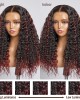 Limited Design  Burgundy Tails Highlight Deep Wave 13x4 Frontal HD Lace Long Wig 100% human hair