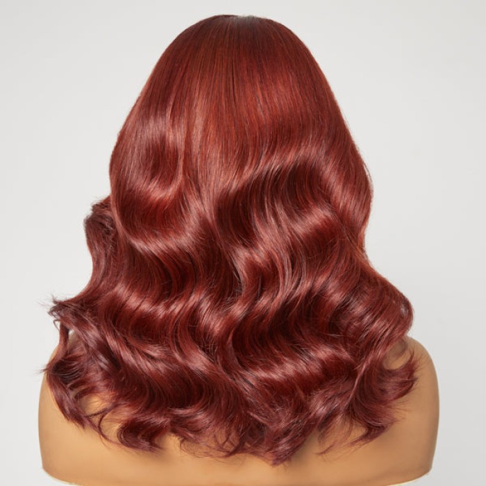 Limited Design  Copper Red Loose Body Wave 13x4 Frontal Lace C Part Long Wig 100% Human Hair