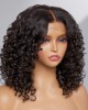 Casual Bouncy Curly 4x4 Closure Lace Glueless Mid Part Short Wig 100% Human Hair