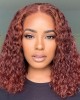 Reddish Brown Glueless Closure Lace Curly Wig  Pre-plucked