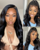 Airy Cap  Natural Black Loose Body Wave 7x5 HD Lace Mid Part Long Wig 100% Human Hair