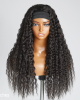 Boho-Chic  Throw On & Go Flowy Bohemian Curly Headband Long Wig 100% Human Hair (Get Free Trendy Headband)