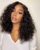 Shoulder-length Pre-plucked Black  Chesnut Brown Glueless Bouncy Curls Minimalist Undetectable HD Lace Long Wig 100% Human Hair